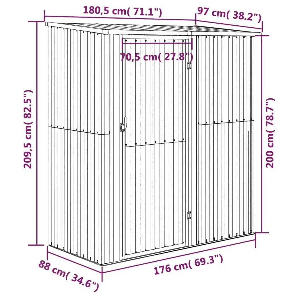 Garden Shed Anthracite 71.1"x38.2"x82.5" Galvanized Steel