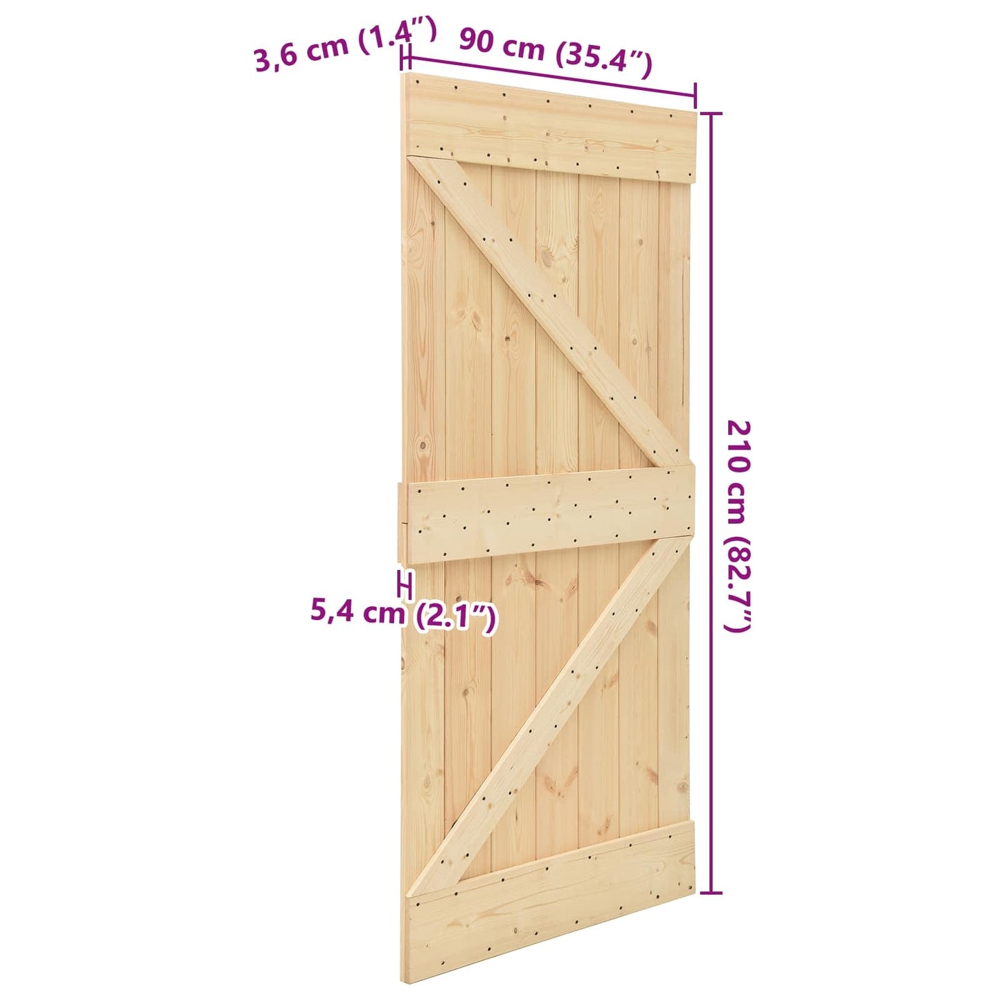 Door NARVIK 35.43 x 82.68 in Solid Pine Wood (Untreated)