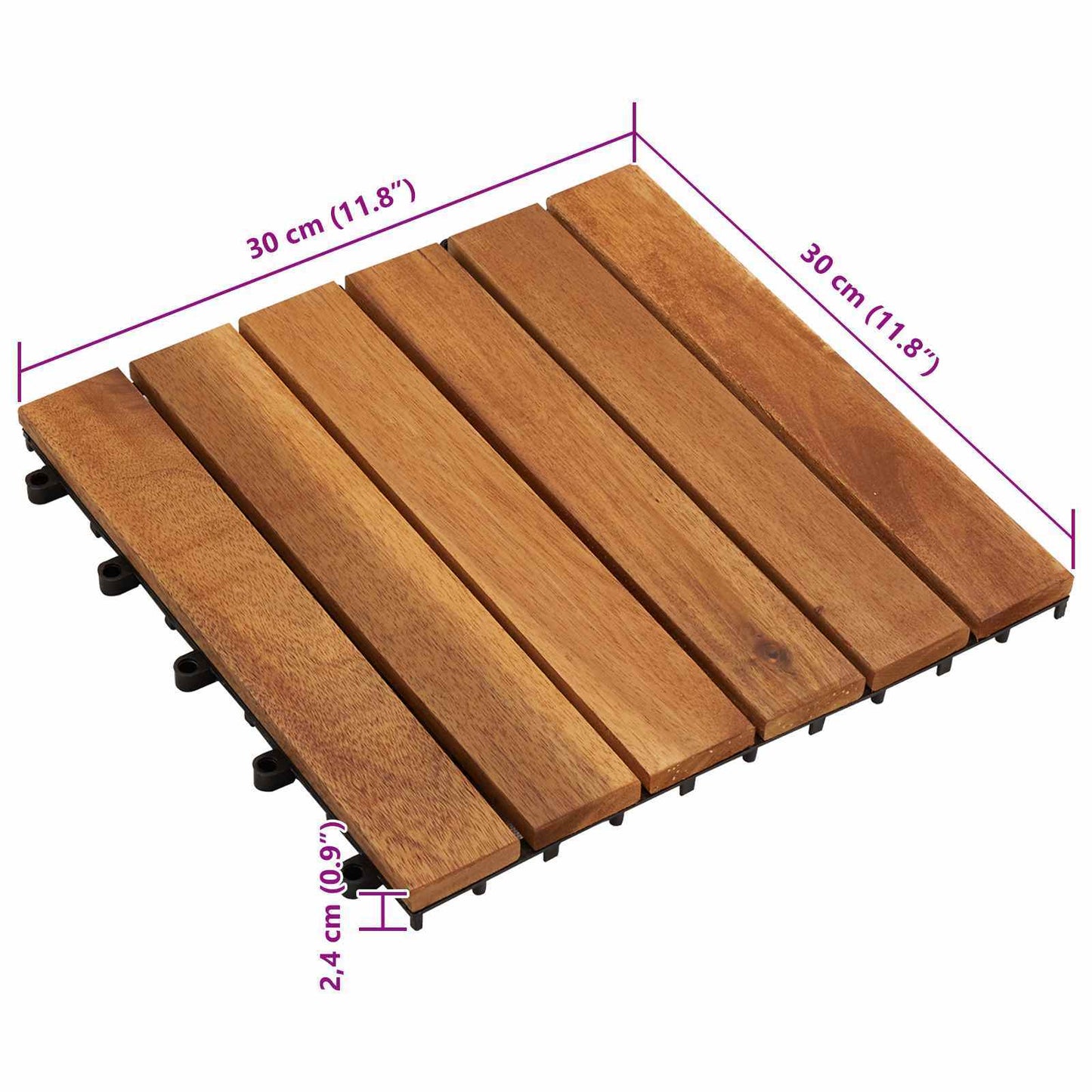| Decking Tile | 10 pcs Brown 11.81 x 11.81 in Acacia Hardwood
