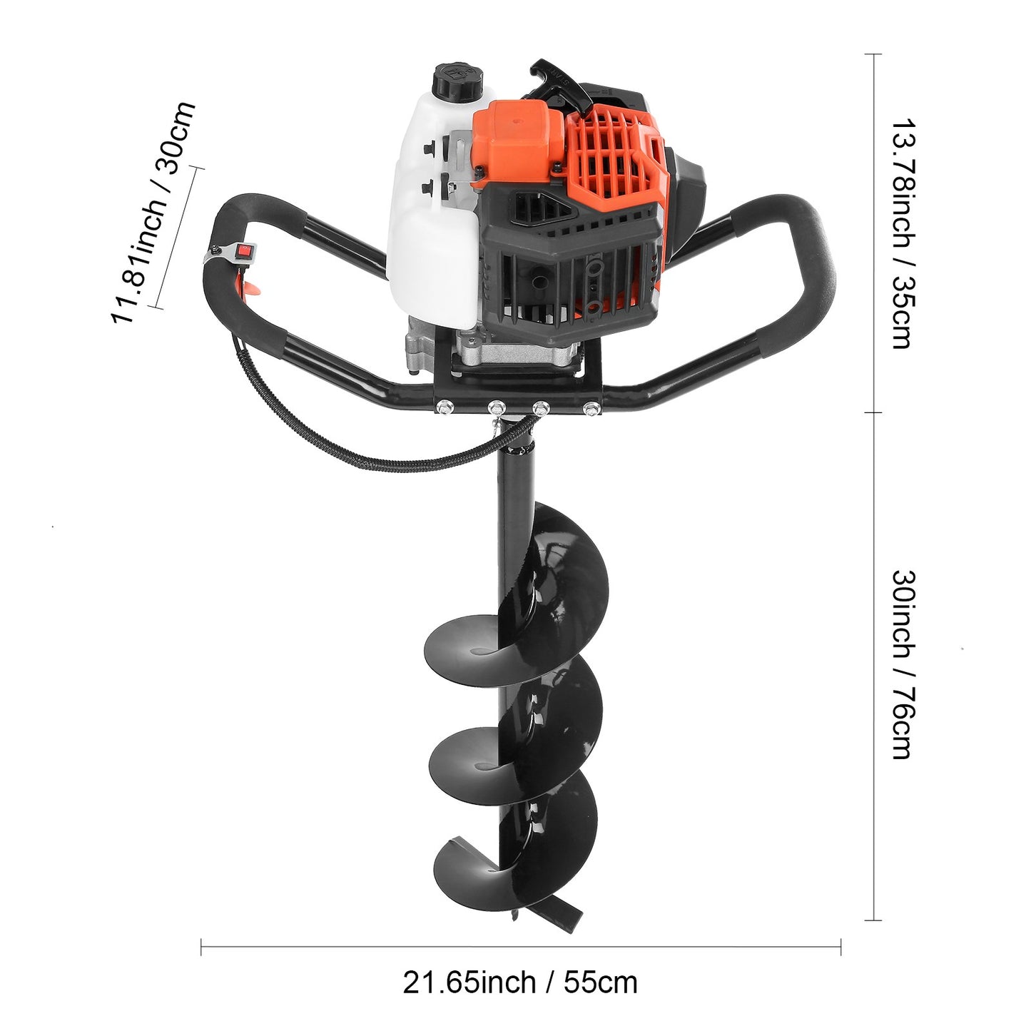 VEVOR Post Hole Digger, 43cc 1250W Auger Post Hole Digger, Gas Powered Earth Dig