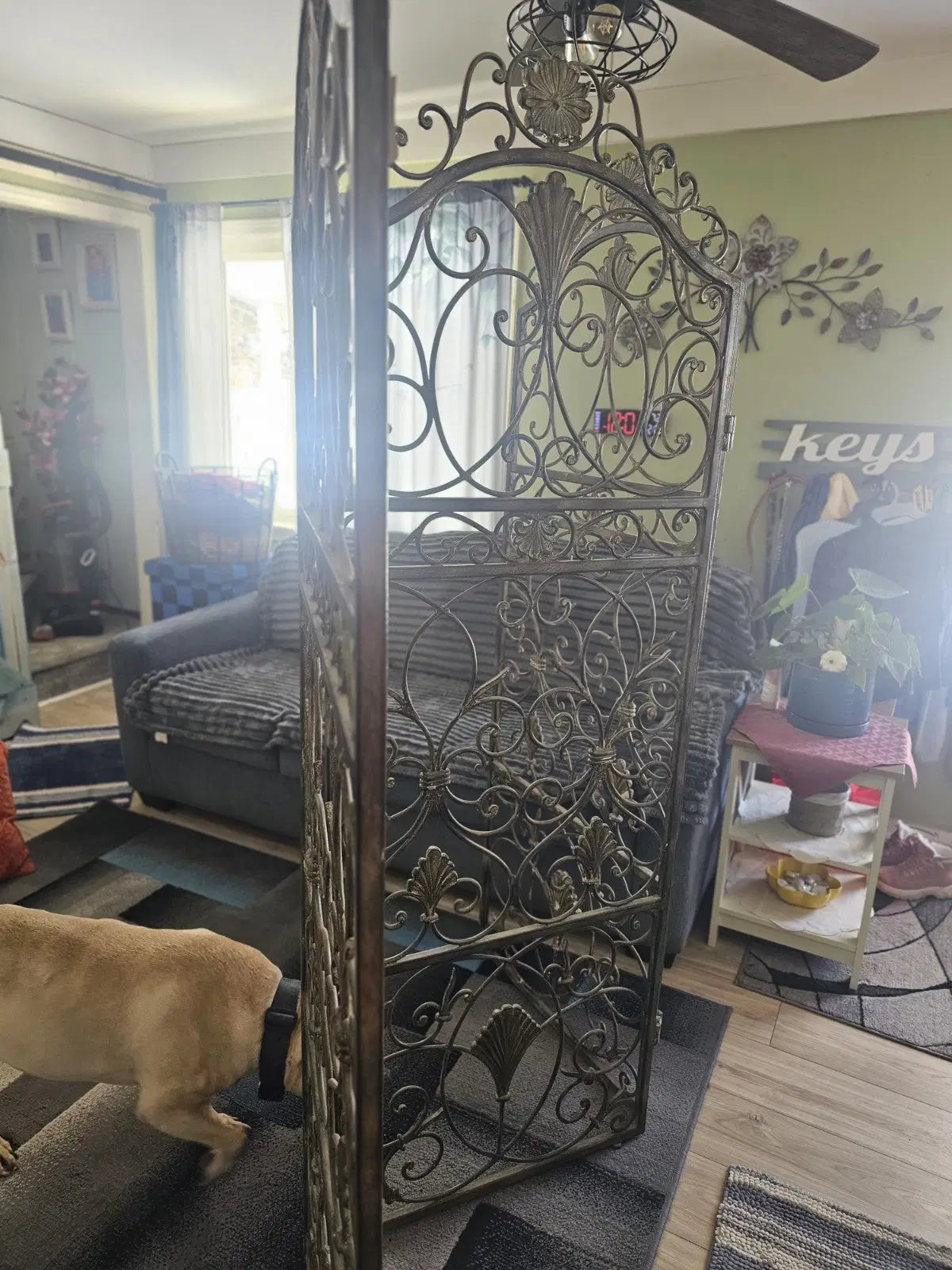 Vintage Wrought Iron 3-piece room divider VERY HEAVY