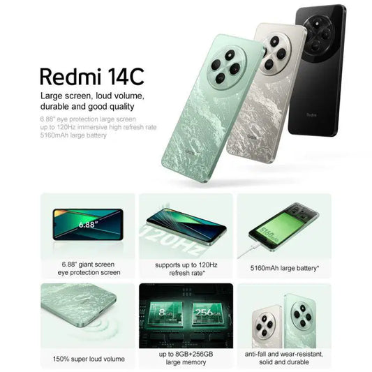 Xiaomi Redmi 14C, 8GB+256GB, 6.88 inch Xiaomi HyperOS MediaTek Helio G81-Ultra Octa Core, Network: 4G, Not Support Google Play (Black)