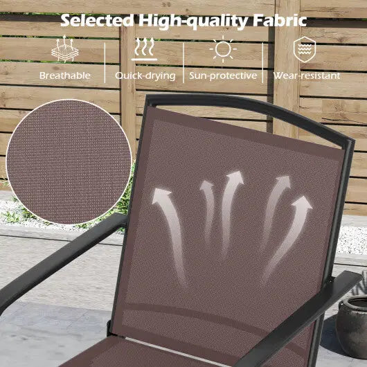 Outdoor Swivel Chairs Set of 2 with High Back and Breathable Seat-Coffee - Color: Coffee