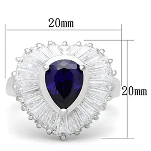 SS004 - Silver 925 Sterling Silver Ring with AAA Grade CZ in Tanzanite