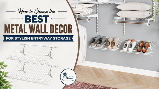 White metal wall-mounted wire shoe racks installed in a modern entryway, showcasing stylish metal wall decor and space-saving shoe storage shelves for organized home entryway storage.