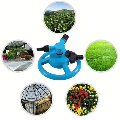 360 degree lawn rotating spray small disc sprinkler with three pronged rotatable plastic sprinkler for watering plants