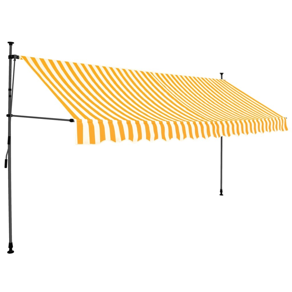 Manual Retractable Awning with LED 157.5" White and Orange