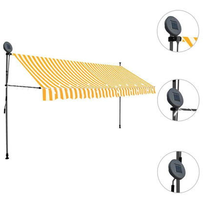 Manual Retractable Awning with LED 157.5" White and Orange