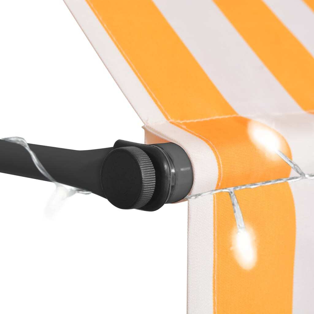 Manual Retractable Awning with LED 157.5" White and Orange