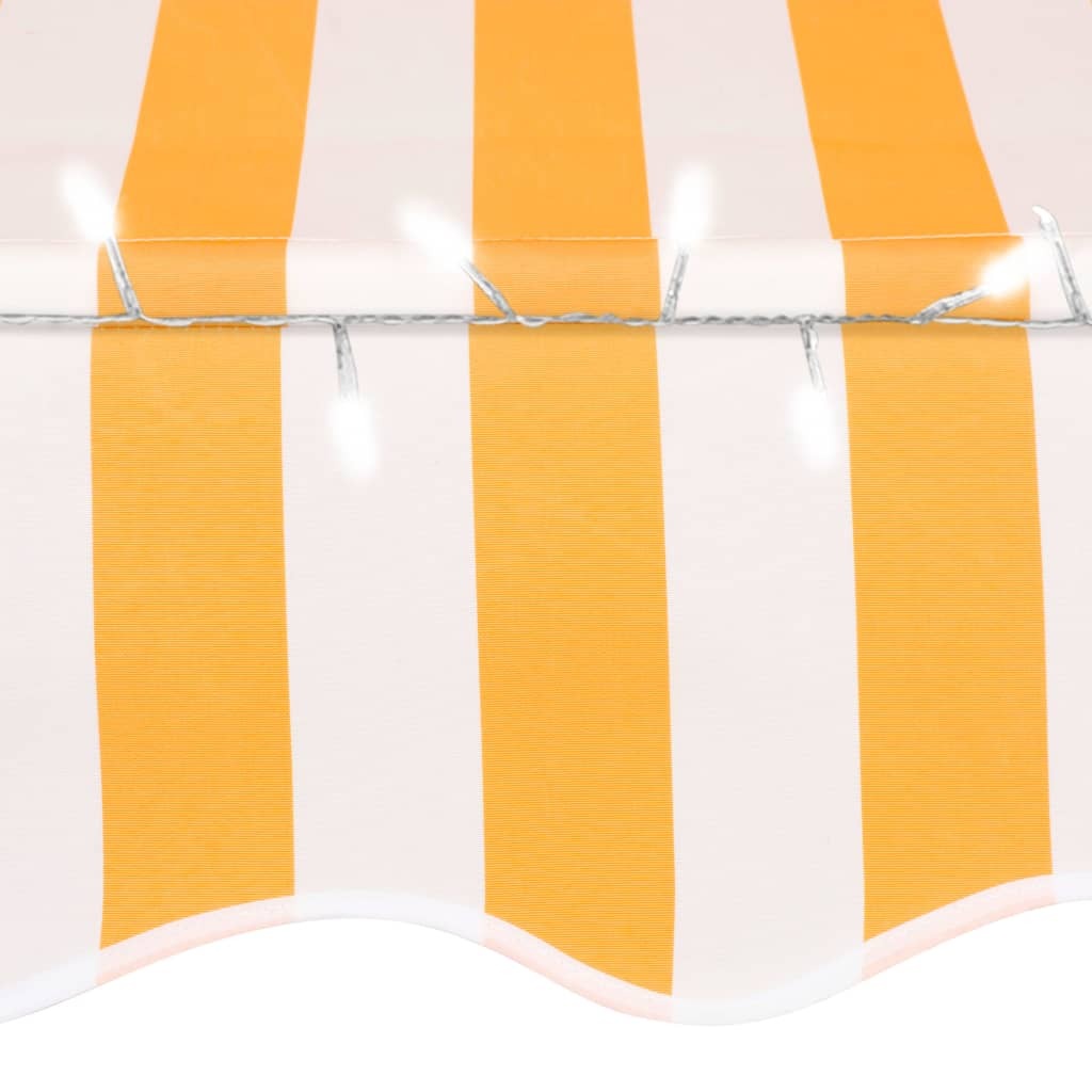 Manual Retractable Awning with LED 157.5" White and Orange
