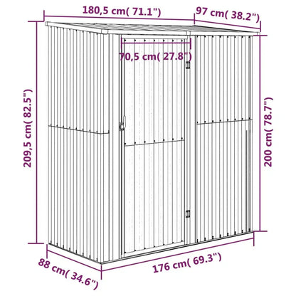 Garden Shed Anthracite 71.1"x38.2"x82.5" Galvanized Steel
