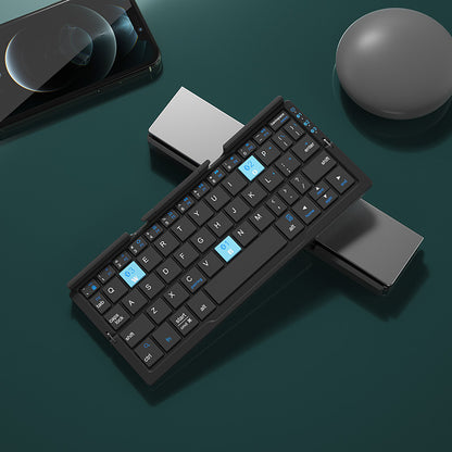 Mini Folding Bluetooth Keyboard Wireless Keypad Support3 Devices With Stand Rech