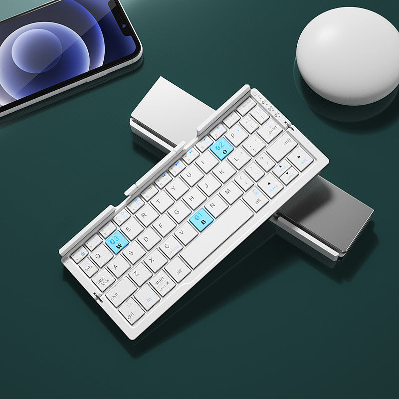 Mini Folding Bluetooth Keyboard Wireless Keypad Support3 Devices With Stand Rech