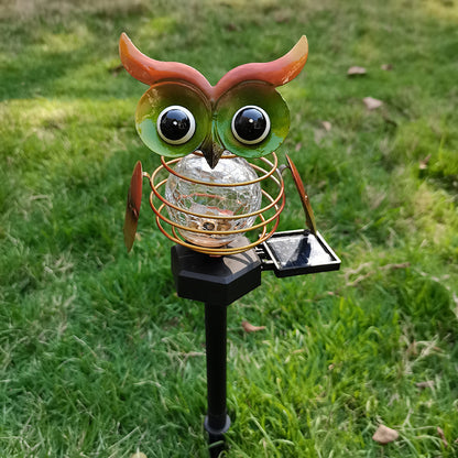 Solar Owl Lawn Lamp Outdoor Waterproof LED Garden Pathway Lighting Night Light E