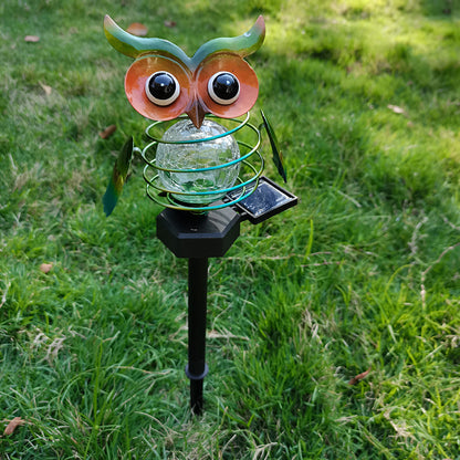 Solar Owl Lawn Lamp Outdoor Waterproof LED Garden Pathway Lighting Night Light E