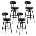 Set of 4 Swivel Barstools Faux Leather with Upholstered Seat and Back-Black - Color: Black