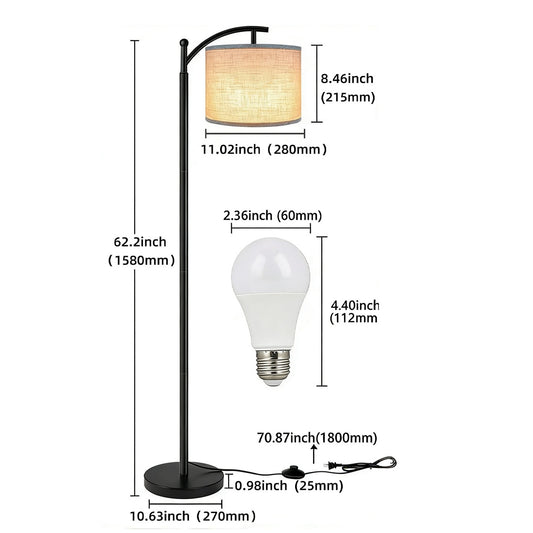 Floor Lamp Free Standing Light With Bulb Linen Shade Remote Control Bedroom