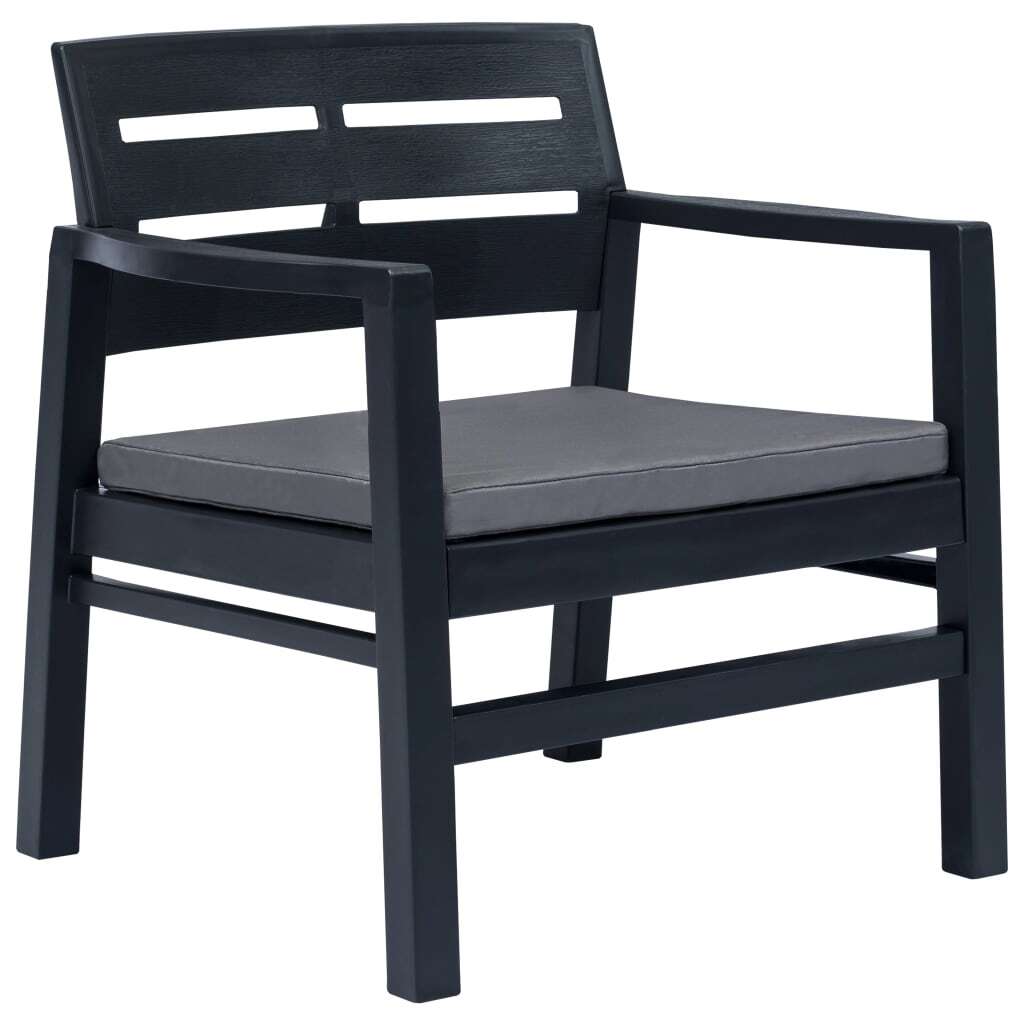 4 Piece Patio Lounge Set Plastic Anthracite