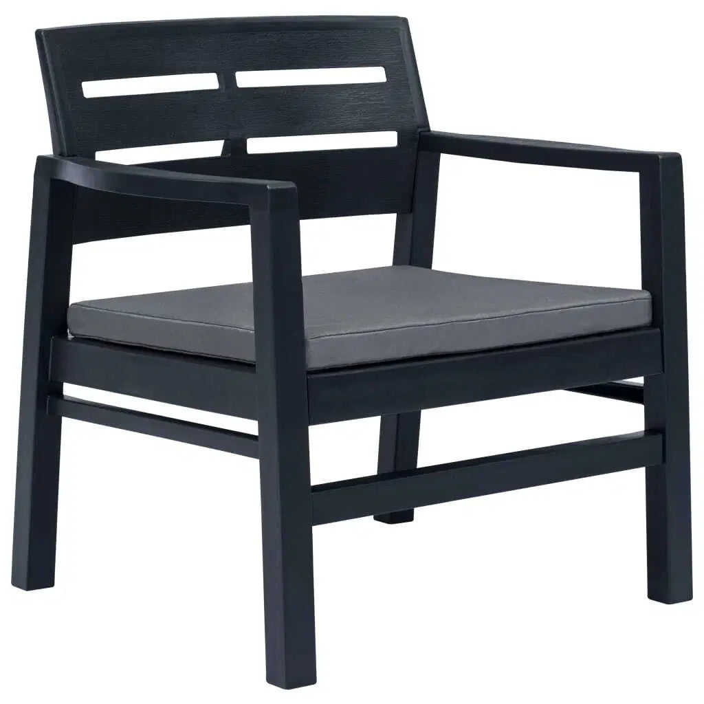 4 Piece Patio Lounge Set Plastic Anthracite