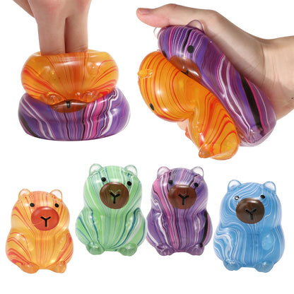 12pcs/Box TPR Maltose-Filled Swirl Capybara Squishy Toy Set, 4 Assorted Colors Slow Rising Stress Relief Fidget Blind Box