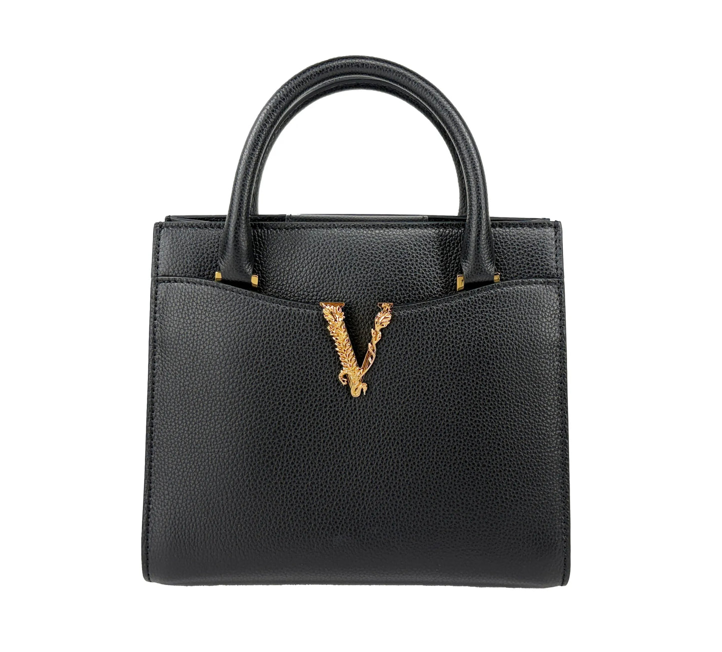 Versace Virtus Leather Top Handle Satchel Bag