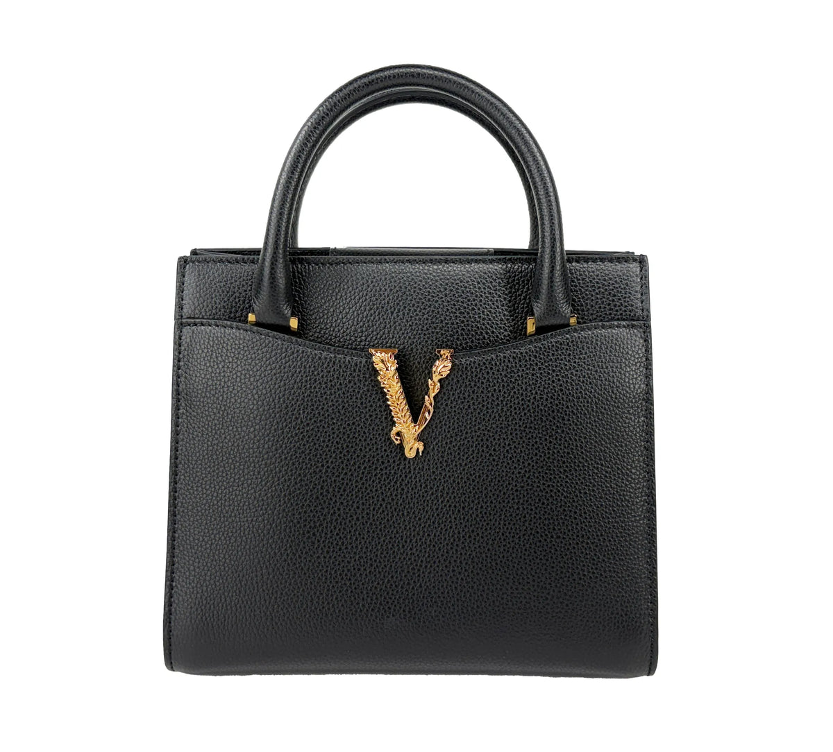 Versace Virtus Leather Top Handle Satchel Bag