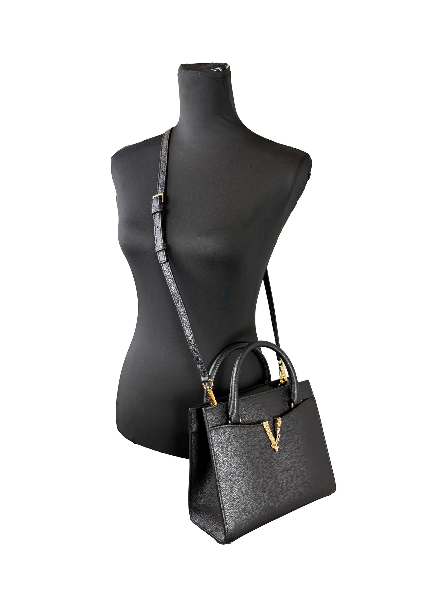 Versace Virtus Leather Top Handle Satchel Bag