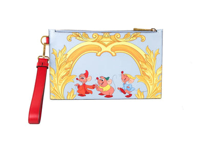 Versace X Disney Cinderella Mice Printed Leather Pouch