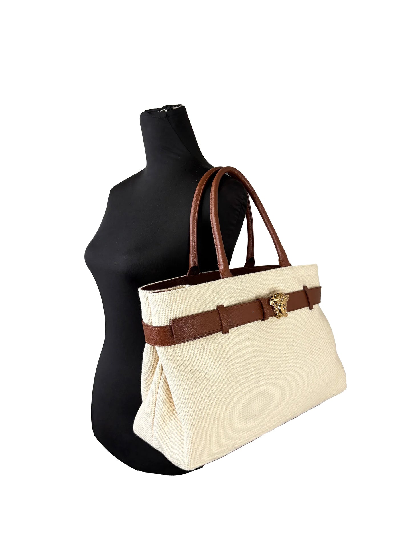 Versace Medusa Canvas Belt Tote Bag