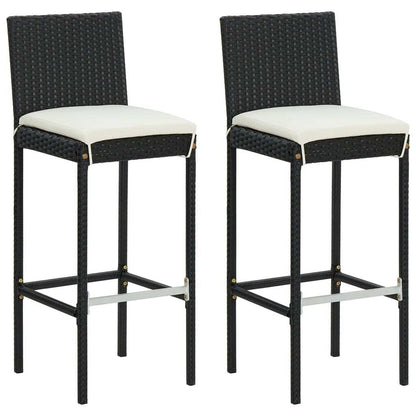 3 Piece Patio Bar Set with Cushions Poly Rattan Black