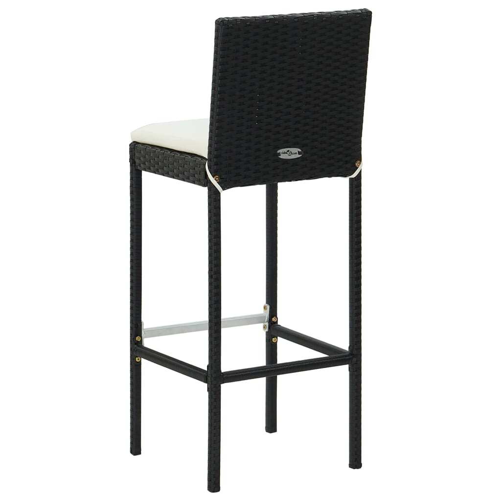 3 Piece Patio Bar Set with Cushions Poly Rattan Black