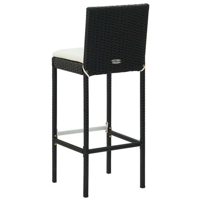3 Piece Patio Bar Set with Cushions Poly Rattan Black