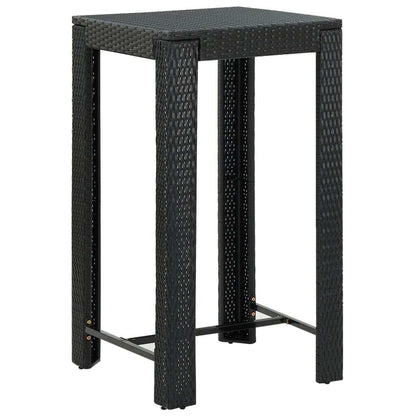 3 Piece Patio Bar Set with Cushions Poly Rattan Black