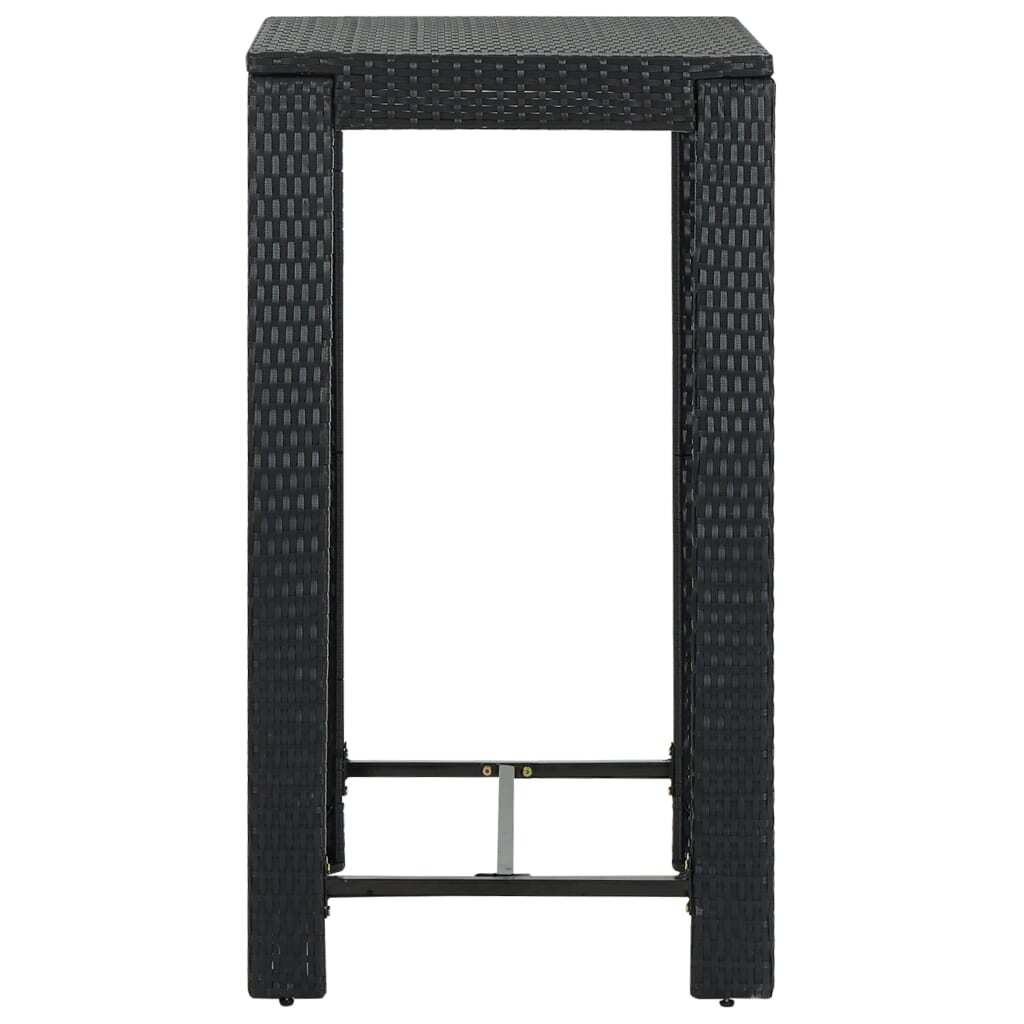 3 Piece Patio Bar Set with Cushions Poly Rattan Black