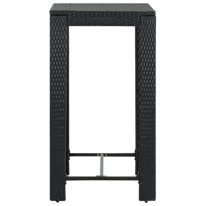 3 Piece Patio Bar Set with Cushions Poly Rattan Black
