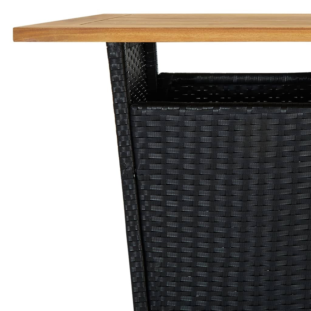 5 Piece Patio Bar Set with Cushions Poly Rattan Black
