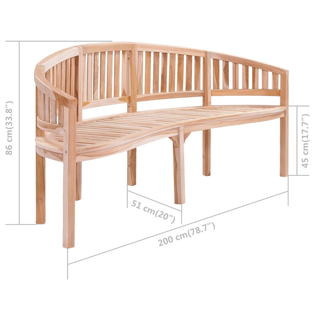 Banana Bench 78.7" Solid Teak Wood