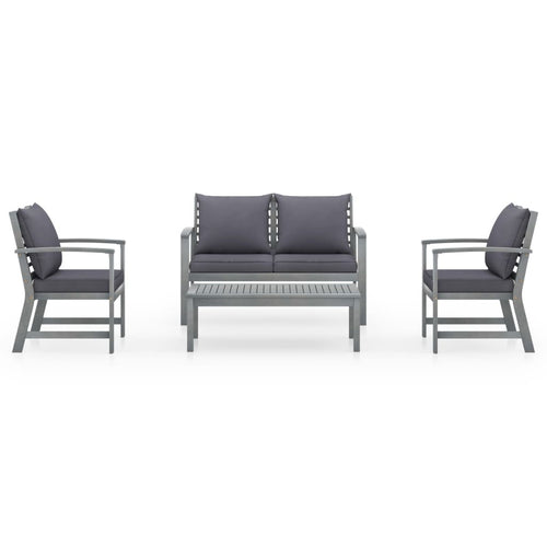 4 Piece Patio Lounge Set with Cushions Solid Acacia Wood