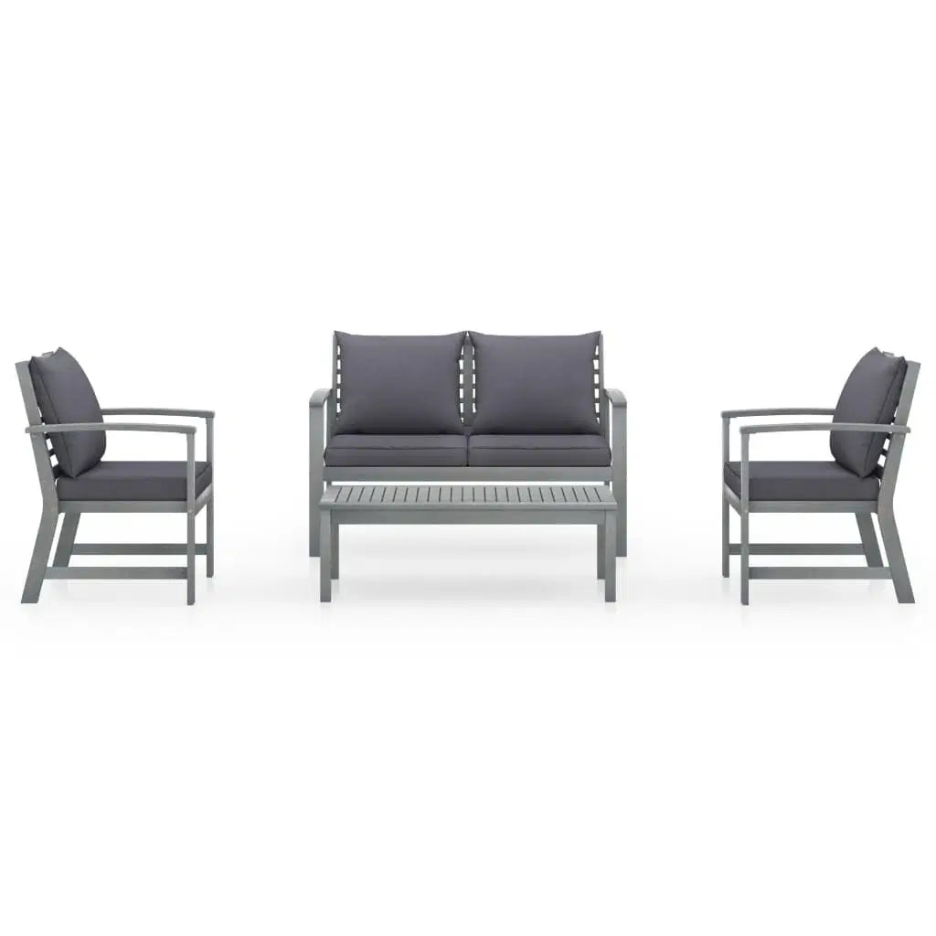 4 Piece Patio Lounge Set with Cushions Solid Acacia Wood