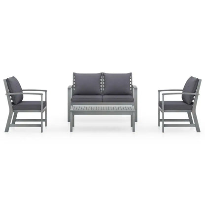 4 Piece Patio Lounge Set with Cushions Solid Acacia Wood