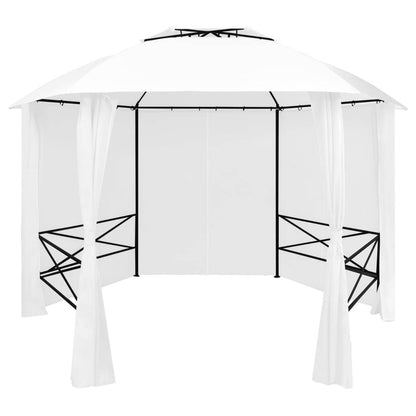 Garden Marquee with Curtains 141.7"x122.8"x104.3" White 0.6 oz/ft