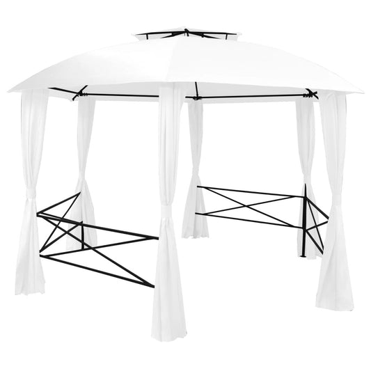 Garden Marquee with Curtains 141.7"x122.8"x104.3" White 0.6 oz/ft