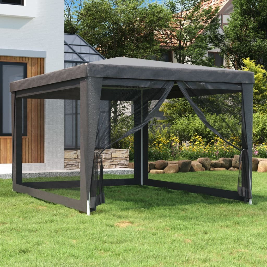 Party Tent with 4 Mesh Sidewalls Anthracite 9.8'x13.1'HDPE