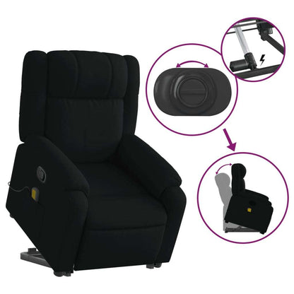 Stand up Massage Recliner Chair Black Fabric
