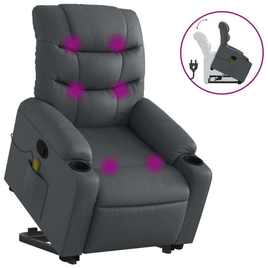 Stand up Massage Recliner Chair Gray Faux Leather