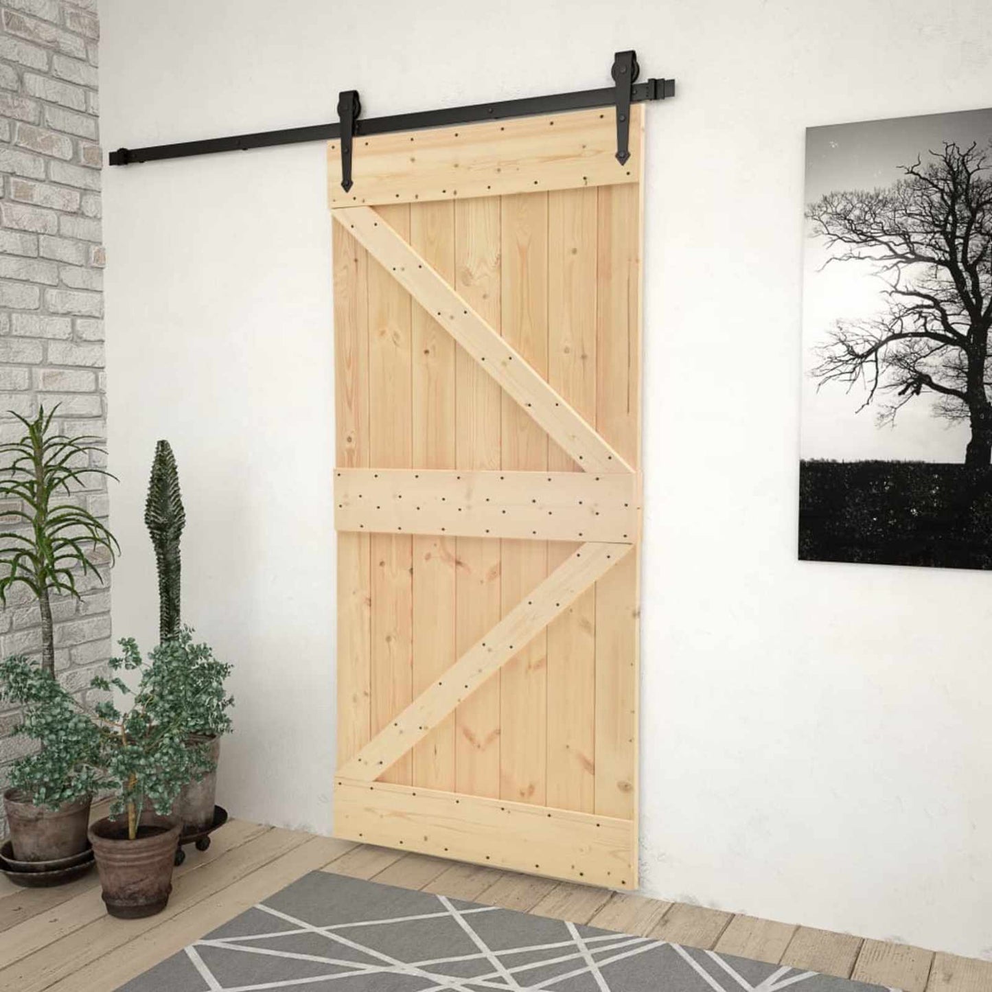 Door NARVIK 31.50 x 82.68 in Solid Pine Wood (Untreated)