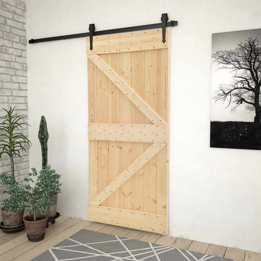 Door NARVIK 31.50 x 82.68 in Solid Pine Wood (Untreated)