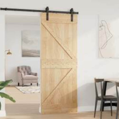 Door NARVIK 31.50 x 82.68 in Solid Pine Wood (Untreated)