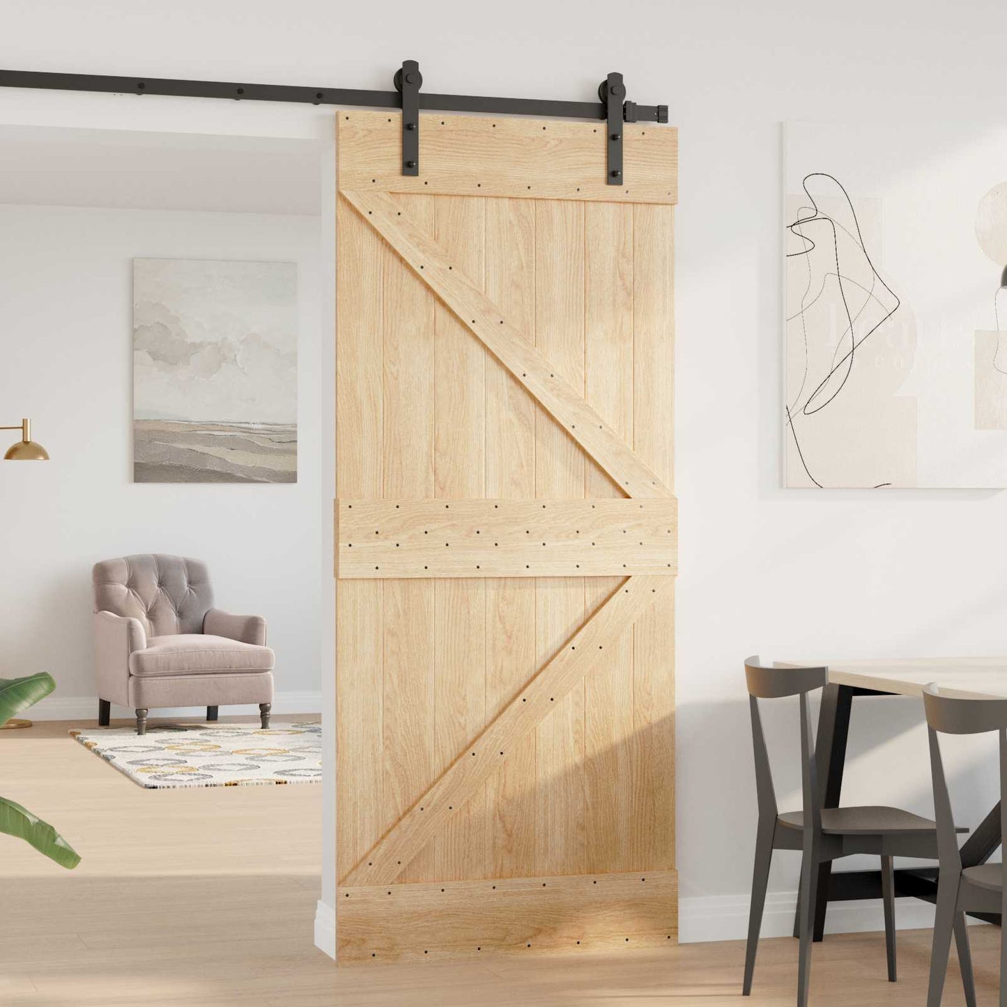Door NARVIK 35.43 x 82.68 in Solid Pine Wood (Untreated)