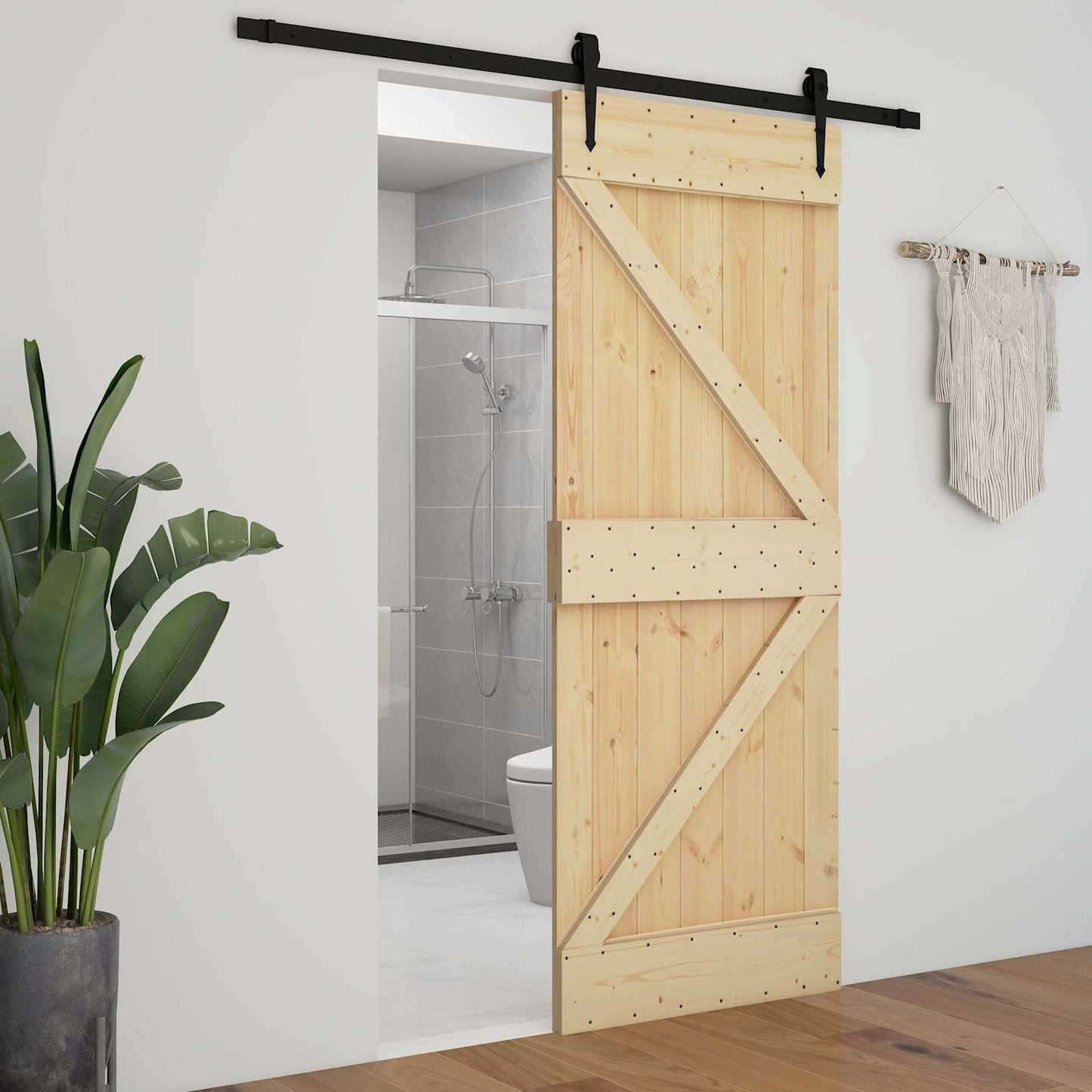 Door NARVIK 35.43 x 82.68 in Solid Pine Wood (Untreated)